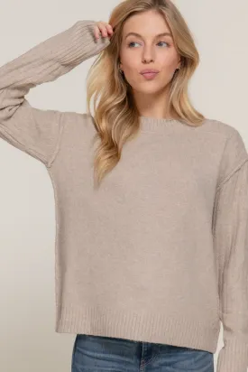 Khaki Mock Neck Sweater