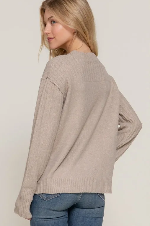 Khaki Mock Neck Sweater
