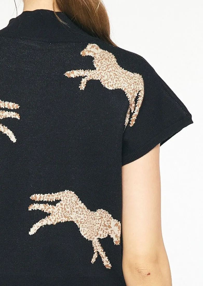 Leopard Animal Print Mock Neck Sweater