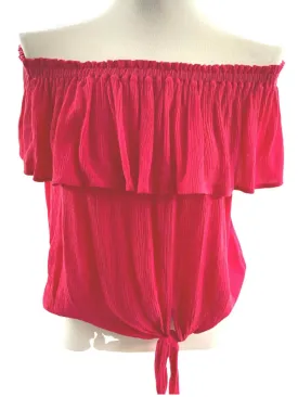 Light Spring Raspberry Ruffle Top