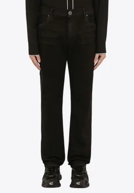 Logo-Embroidered Straight-Leg Jeans