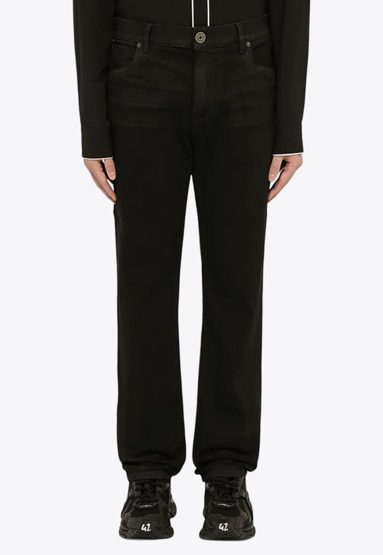 Logo-Embroidered Straight-Leg Jeans