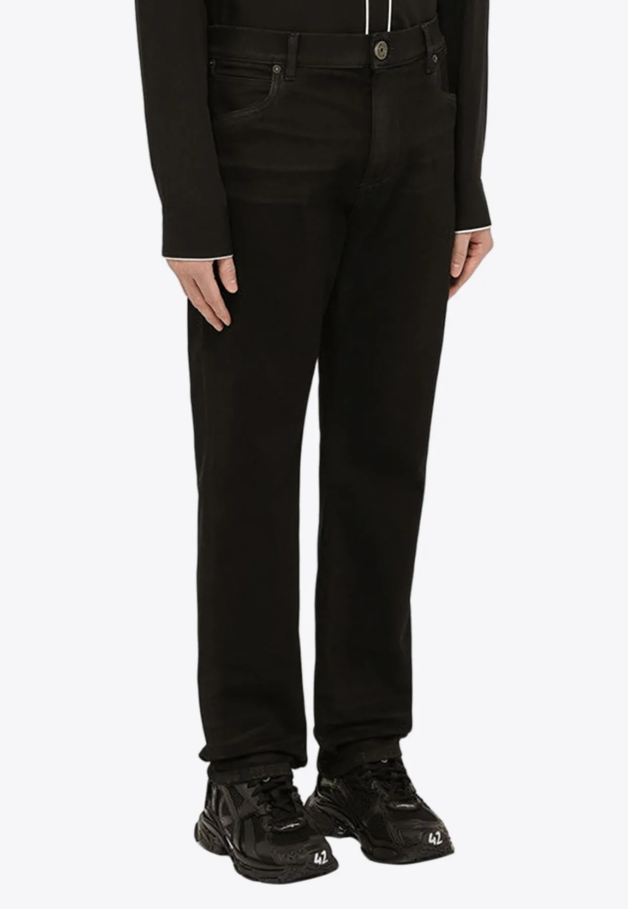 Logo-Embroidered Straight-Leg Jeans