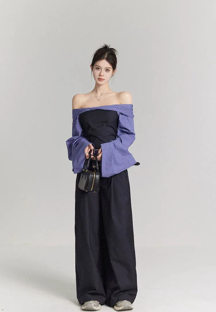 Low Waist Wide Leg Tailored Trousers