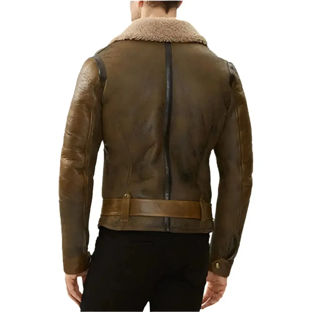 Men's B3 Aviator Shearling Brown Leather Bomber Jacket – Classic & Warm