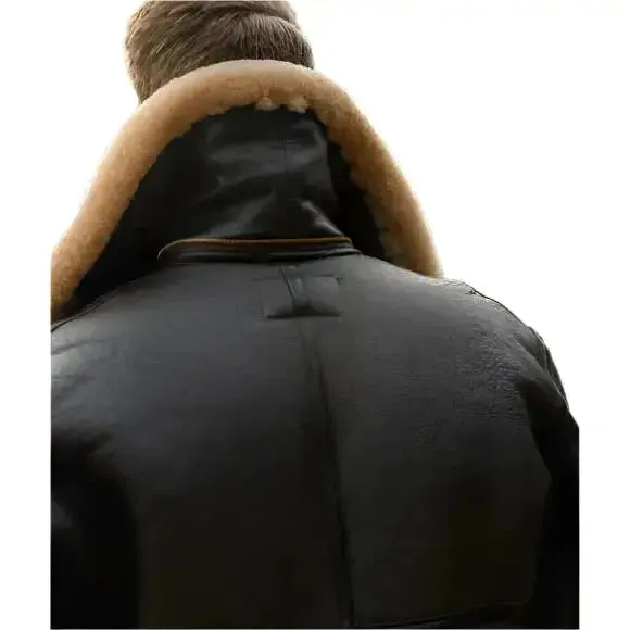 Men's Black Aviator Fur Sheepskin Leather Jacket – Warm & Stylish