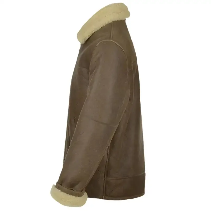 Men's Brown Aviator Shearling Leather Jacket - Stylish & Warm