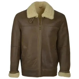 Men's Brown Aviator Shearling Leather Jacket - Stylish & Warm