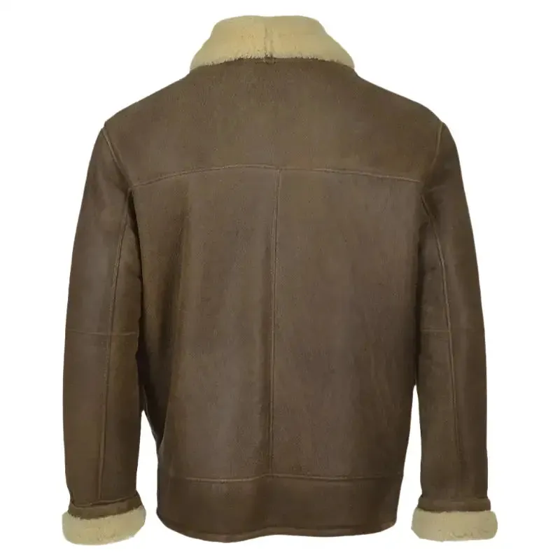 Men's Brown Aviator Shearling Leather Jacket - Stylish & Warm