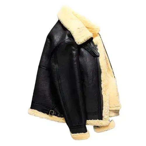 Men's Dark Brown B3 Military Shearling Sheepskin Bomber Jacket - Classic & Warm