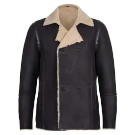 Men's Genuine Sheepskin Shearling Leather Jacket Coat - Warm & Stylish