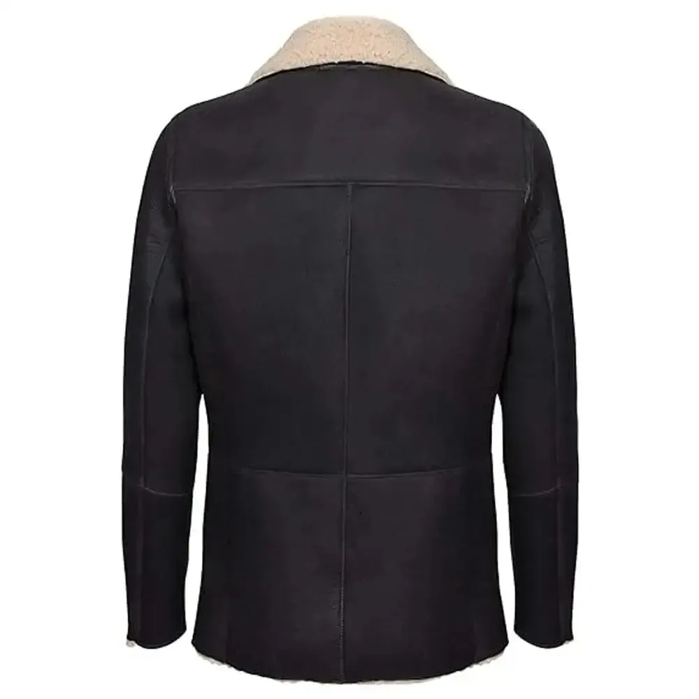 Men's Genuine Sheepskin Shearling Leather Jacket Coat - Warm & Stylish