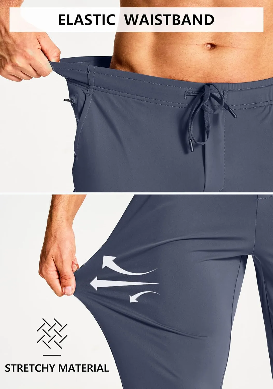 Men's Joggers Pants with Zipper Pockets Sweatpants Athletic Track Running Golf Workout Gym Pants for Men