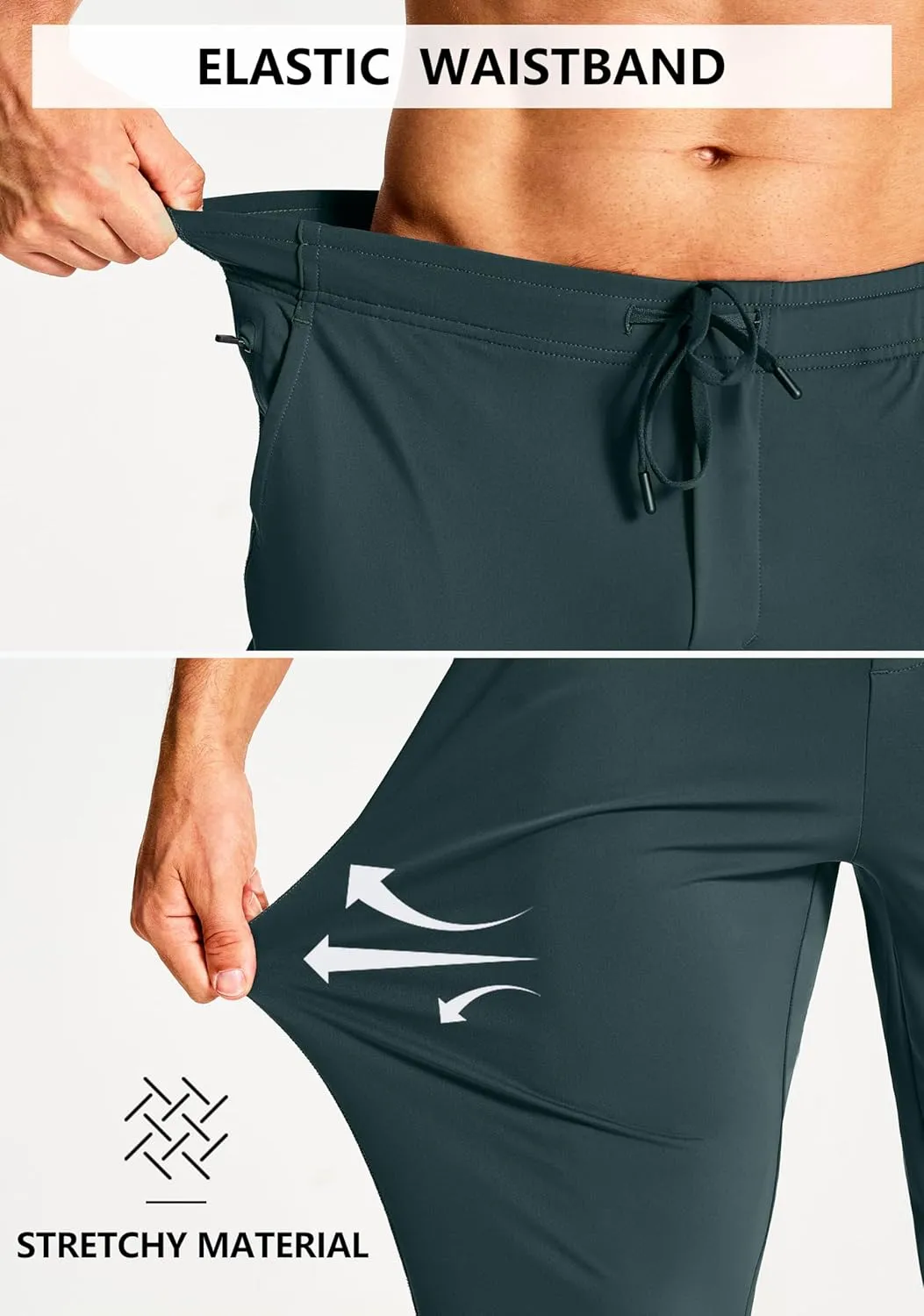 Men's Joggers Pants with Zipper Pockets Sweatpants Athletic Track Running Golf Workout Gym Pants for Men