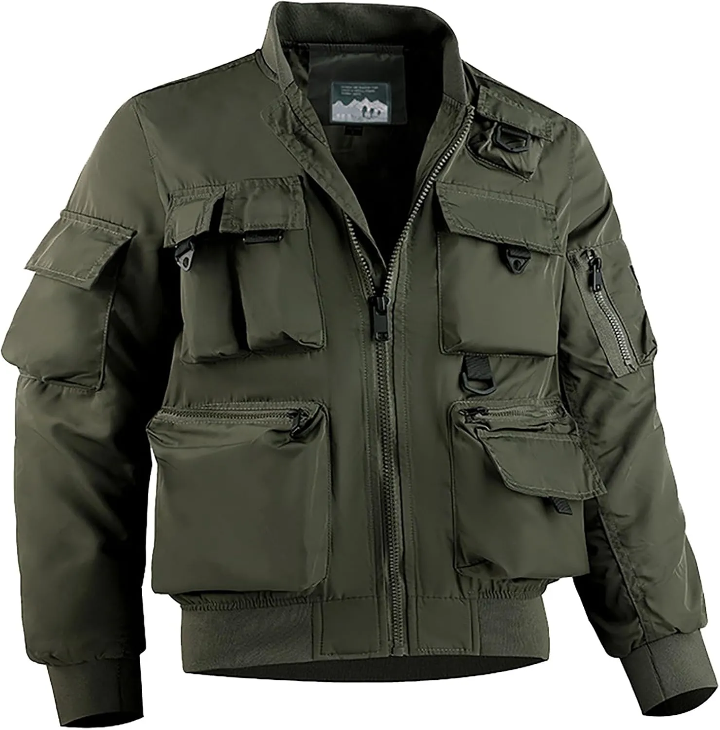 Men's Military Bomber Jackets Casual Full Zip Multi Pocket Warm Thicken Winter Coat Field Jacket Windbreaker Outwear