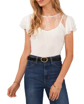 Mesh Ruffle Sleeve Blouse