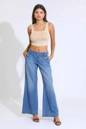 Mia Wide Leg A-Line Trouser - Vintage Indigo