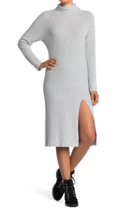 New ABOUND Ribbed Mock Neck Midi Dress In Grey Light Heather, Sz S!
