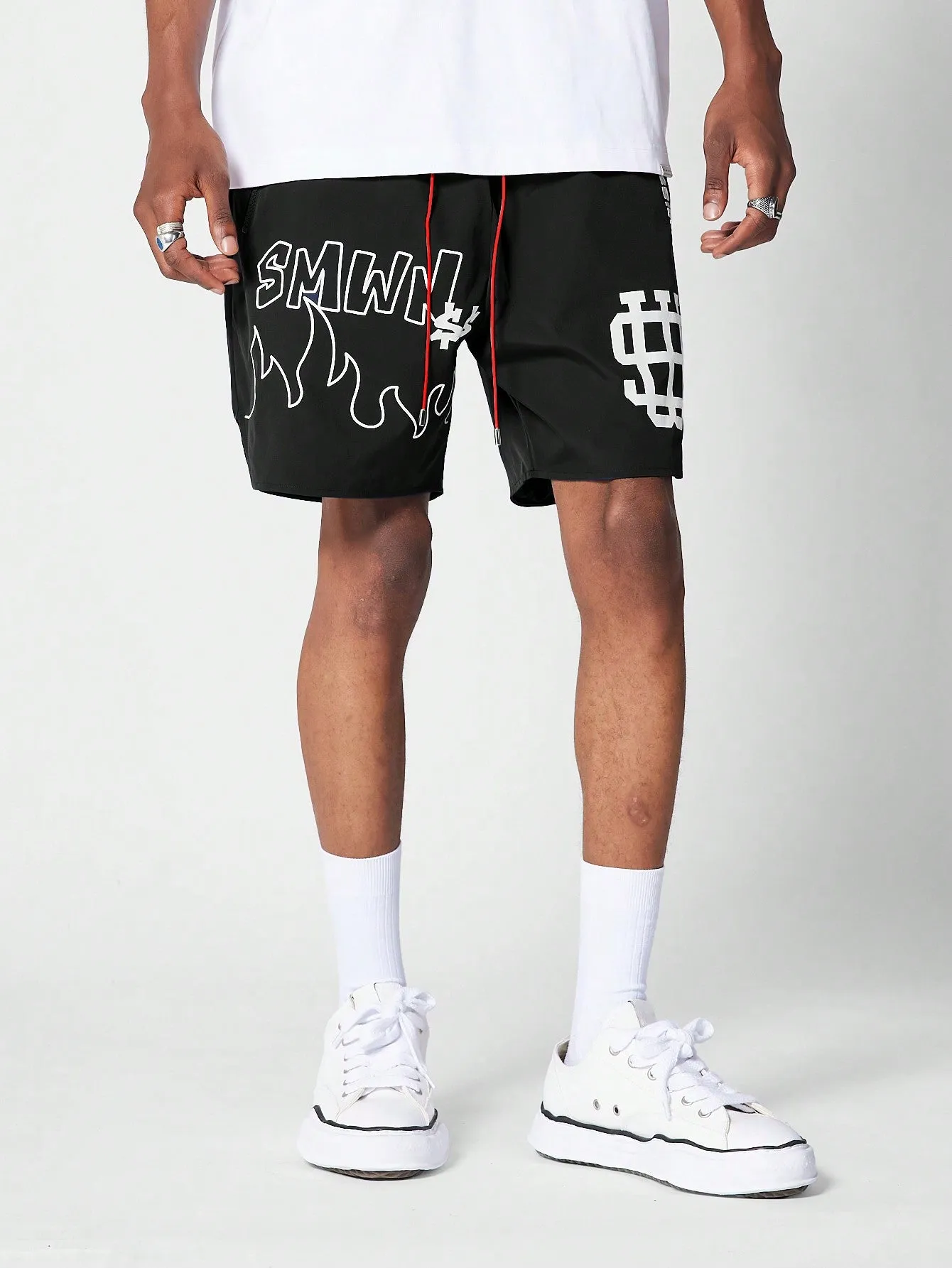 Nylon Short With Front Graphic