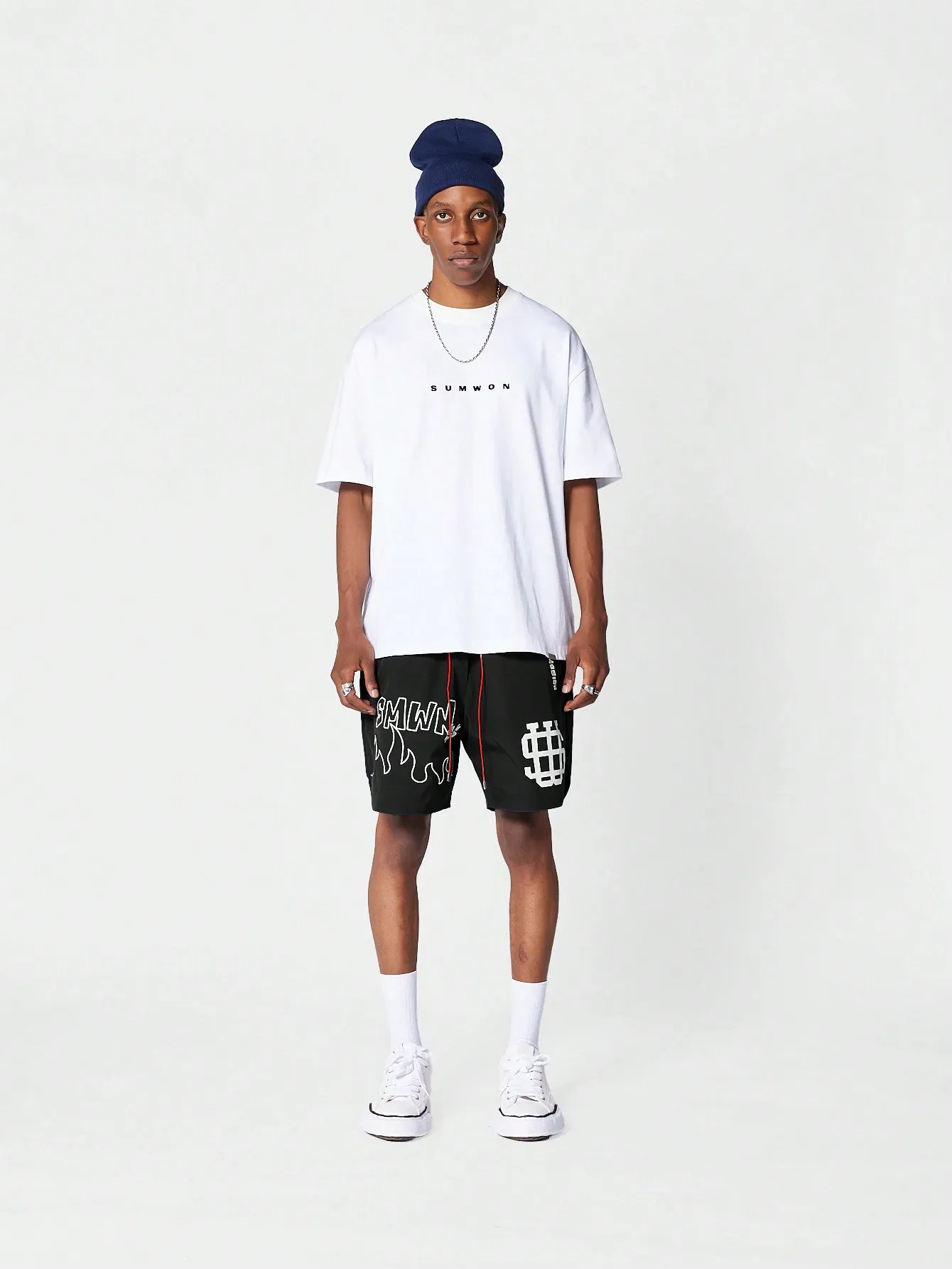 Nylon Short With Front Graphic