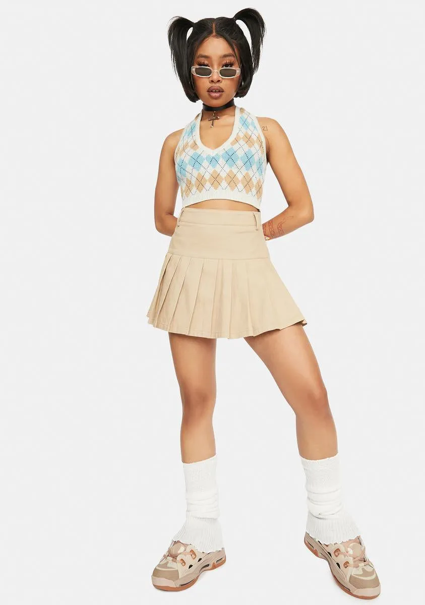 Oatmeal Argyle Crop Top
