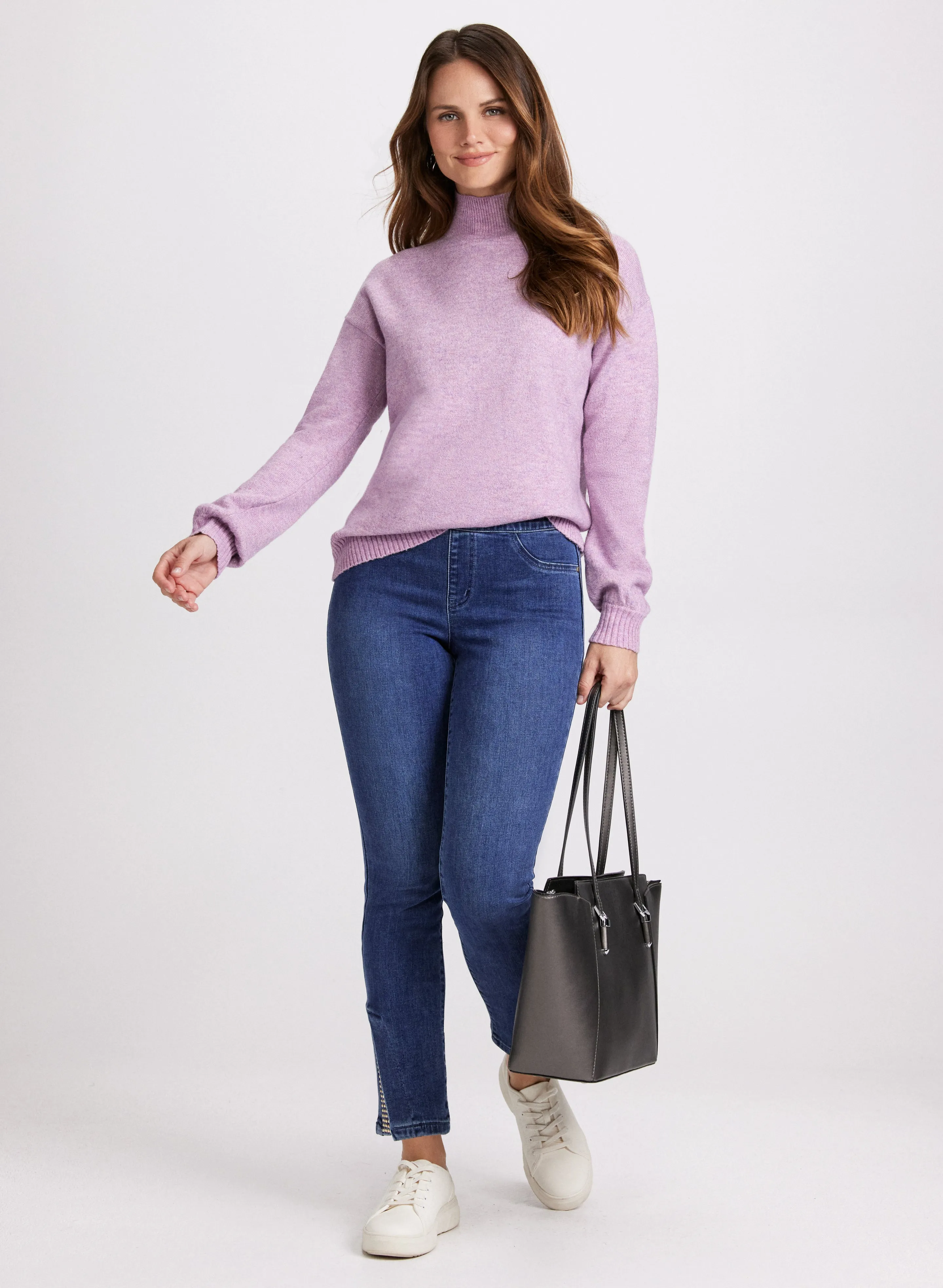Ombre Mock Neck Knit Sweater