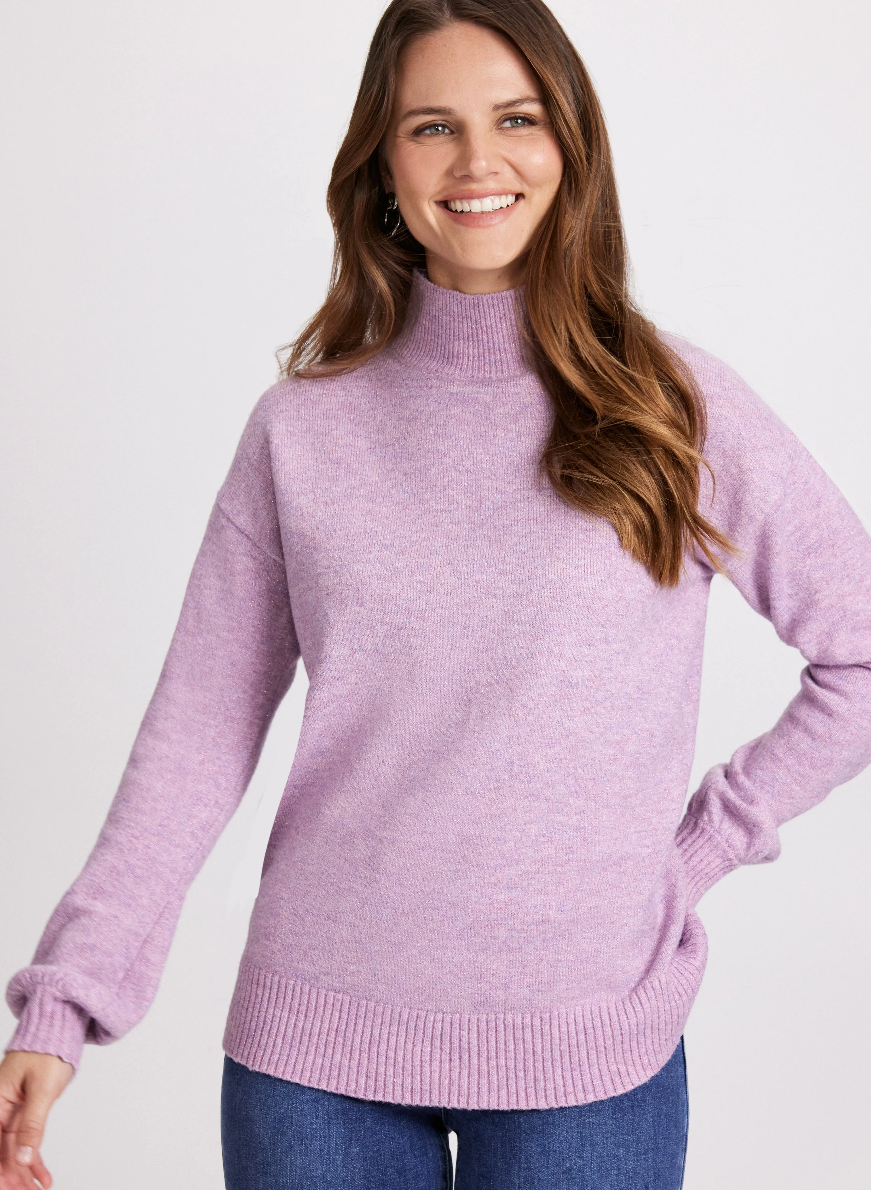 Ombre Mock Neck Knit Sweater
