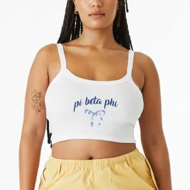 Pi Beta Phi Blue Bow Crop Top - White