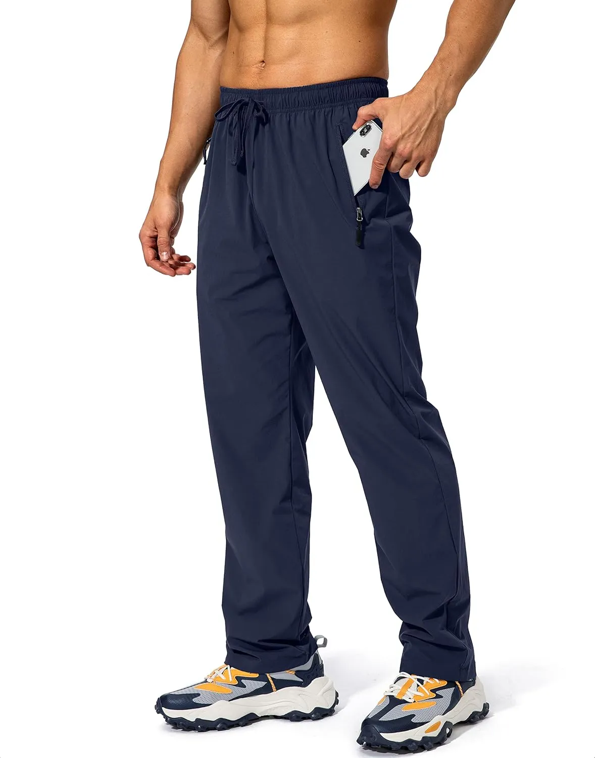 Pudolla Men's Workout Athletic Pants Elastic Waist Jogging Running Pants for Men with Zipper Pockets
