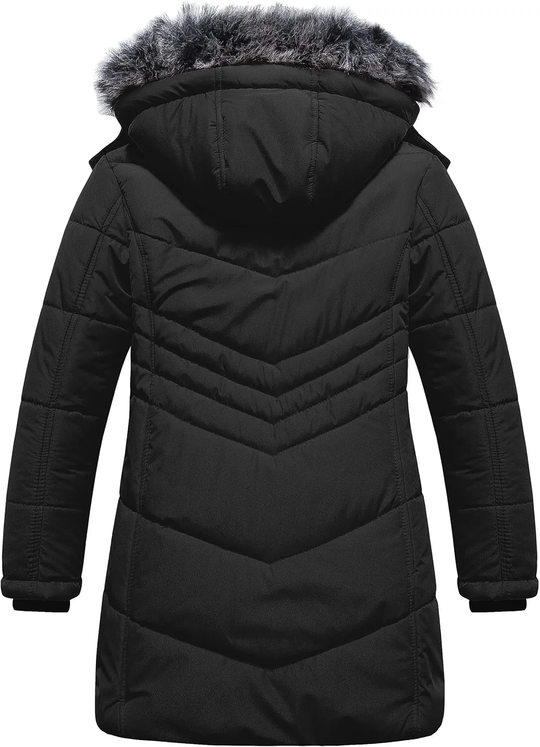 Pursky Girls' Warm Winter Coat Long Parka Fleece Lined Waterproof Puffer Jacket With Removable Hood