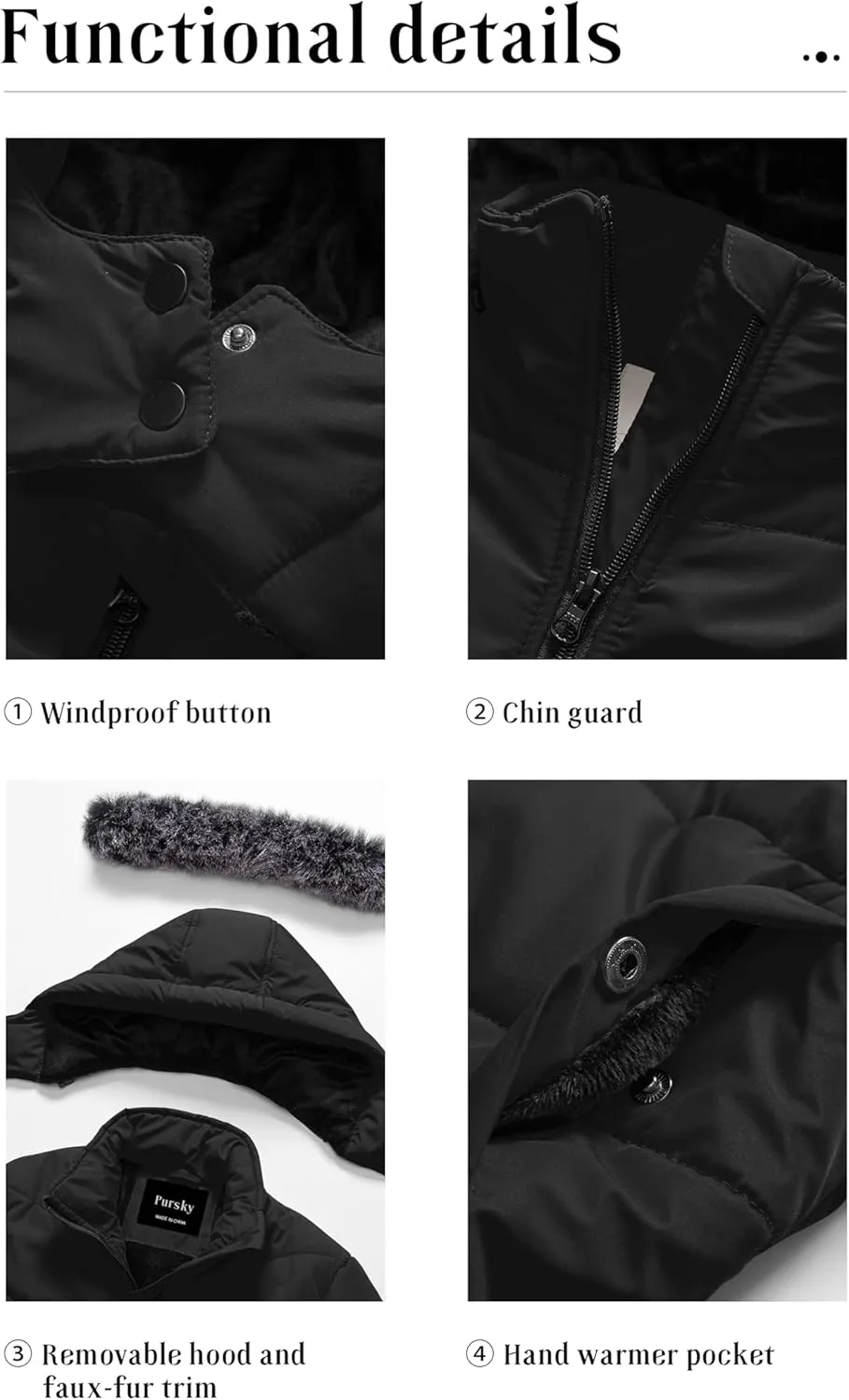 Pursky Girls' Warm Winter Coat Long Parka Fleece Lined Waterproof Puffer Jacket With Removable Hood