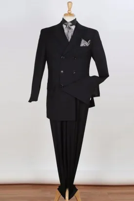 "Apollo King Men's Classy Three-Quarter Length DB Suit –Black"
