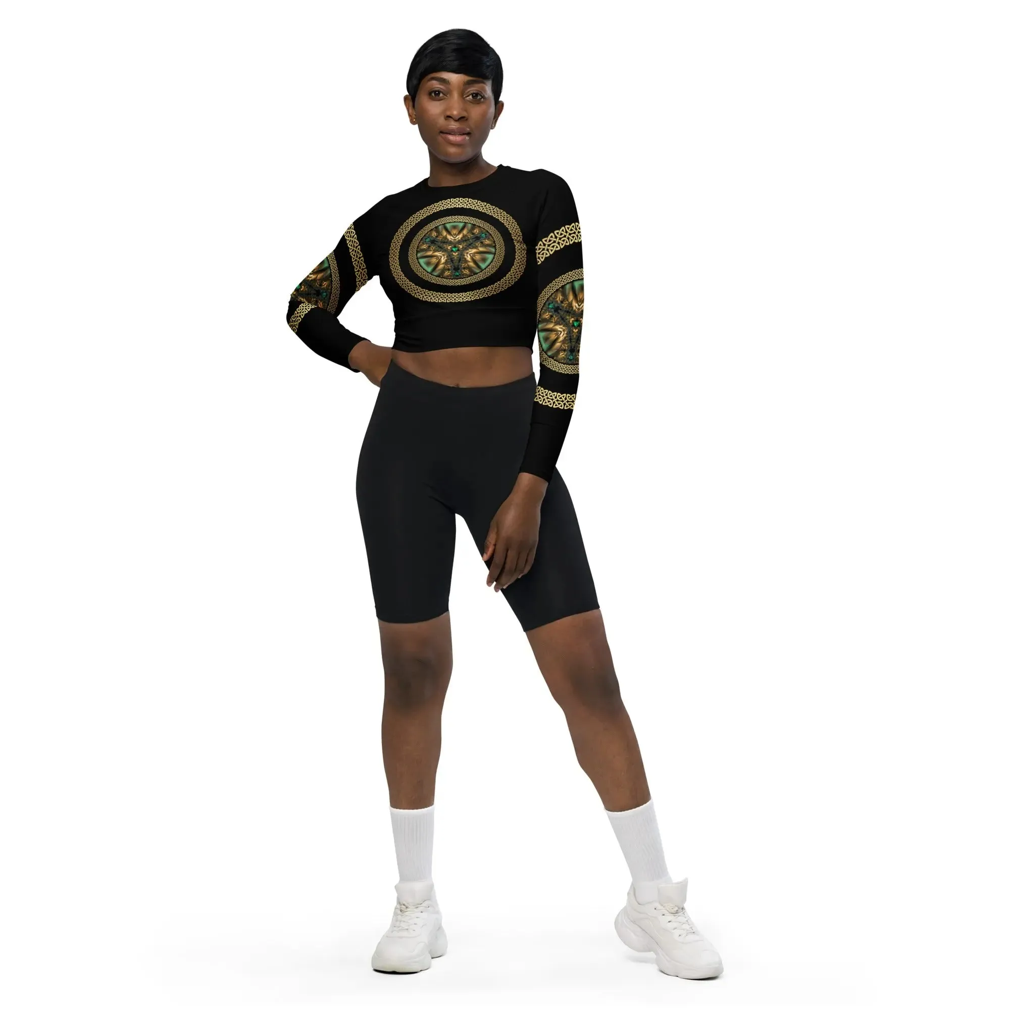 "Salutary Glow" Collection - Long Sleeve Yoga Crop Top