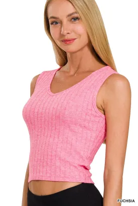 Ribbed Scoop Neck Crop Tank