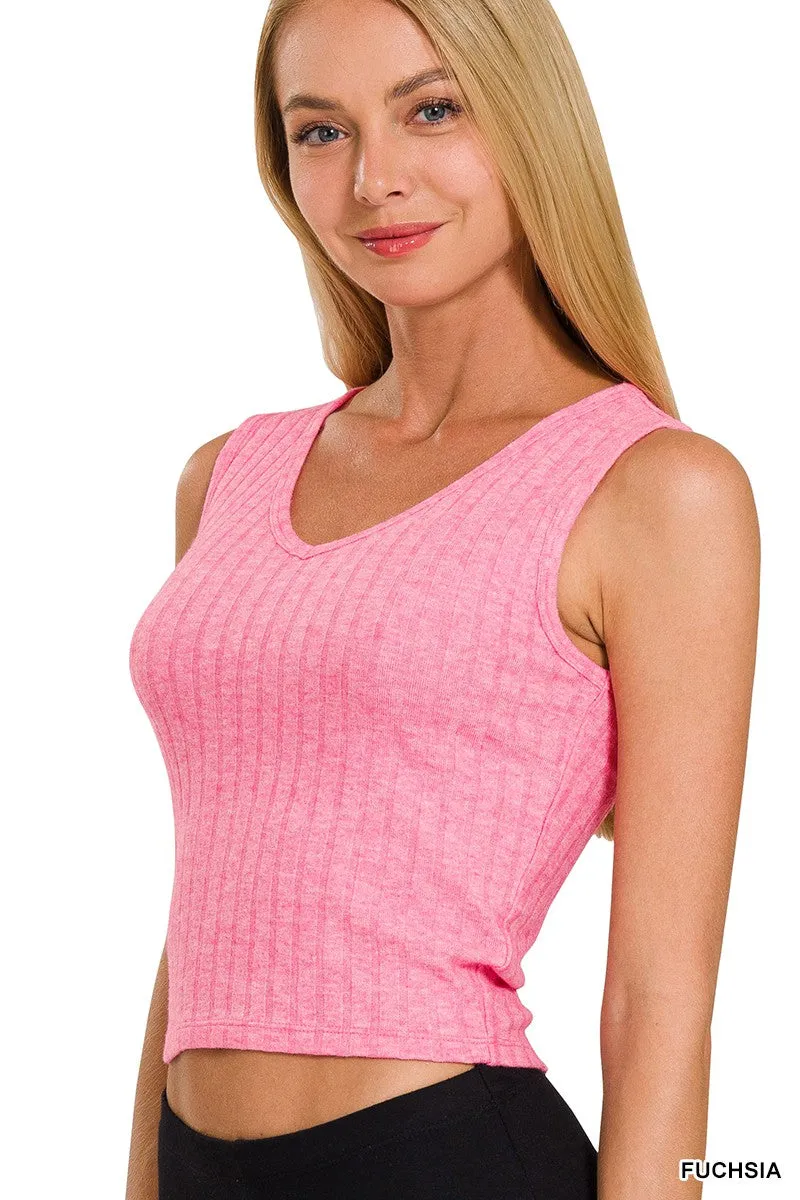 Ribbed Scoop Neck Crop Tank