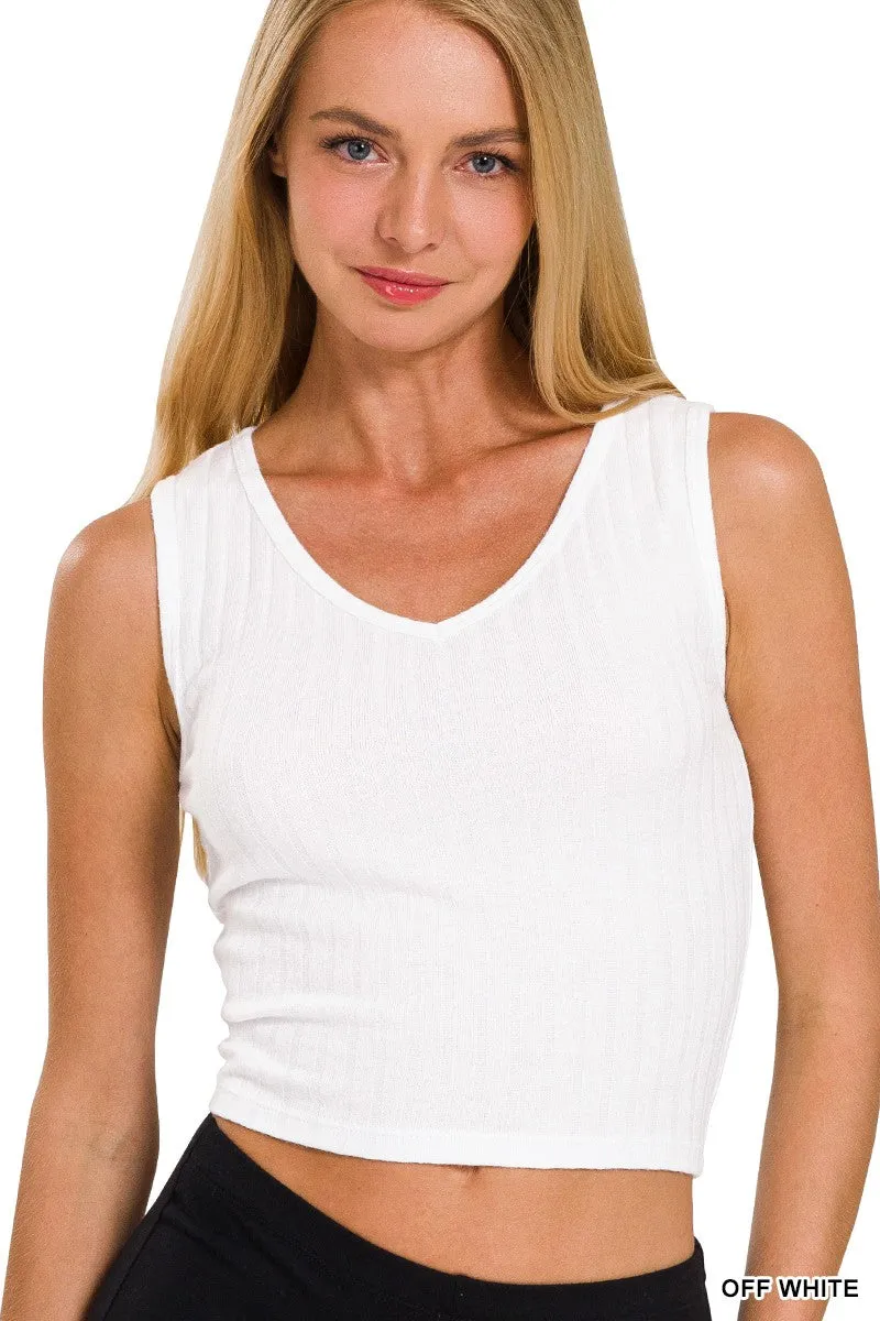 Ribbed Scoop Neck Crop Tank