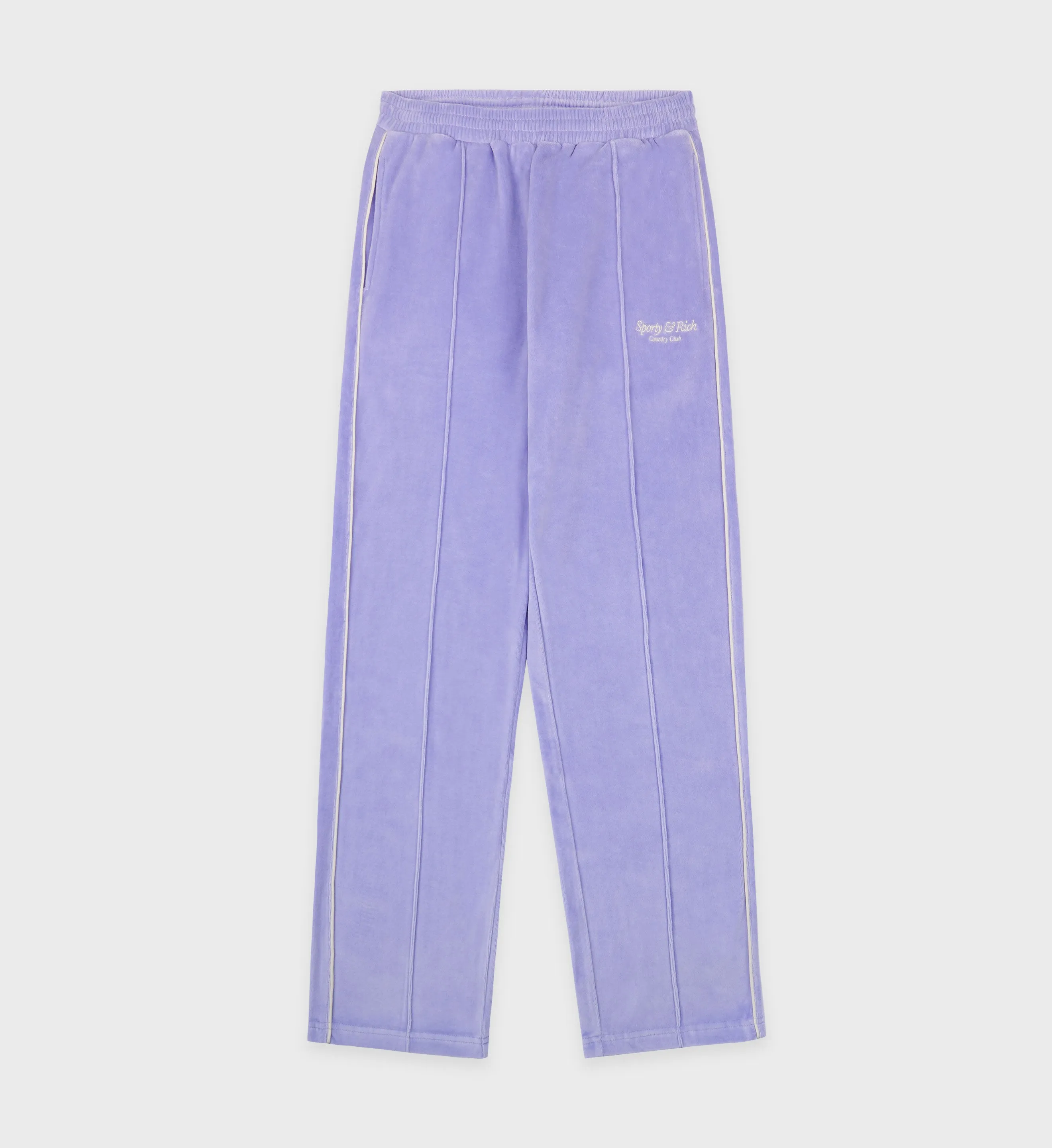Script Velour Track Pants - Nigella/Cream