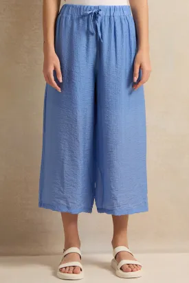 Senior Girls Blue Jacquard Wide Leg Trousers