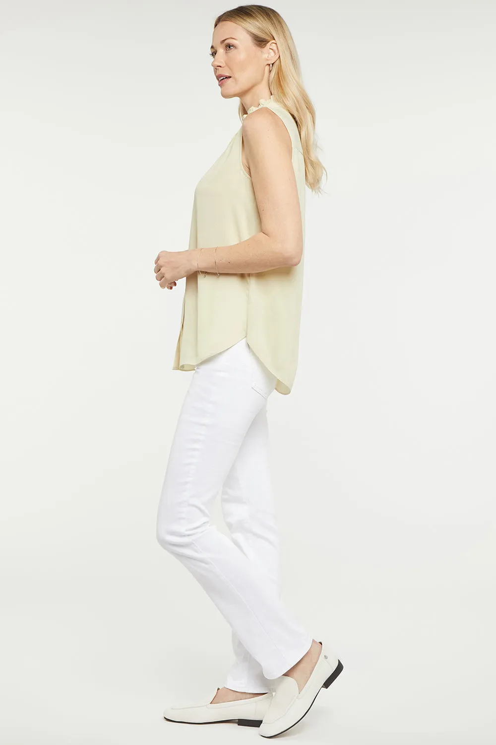 Sleeveless Ruffle Neck Blouse - Butter