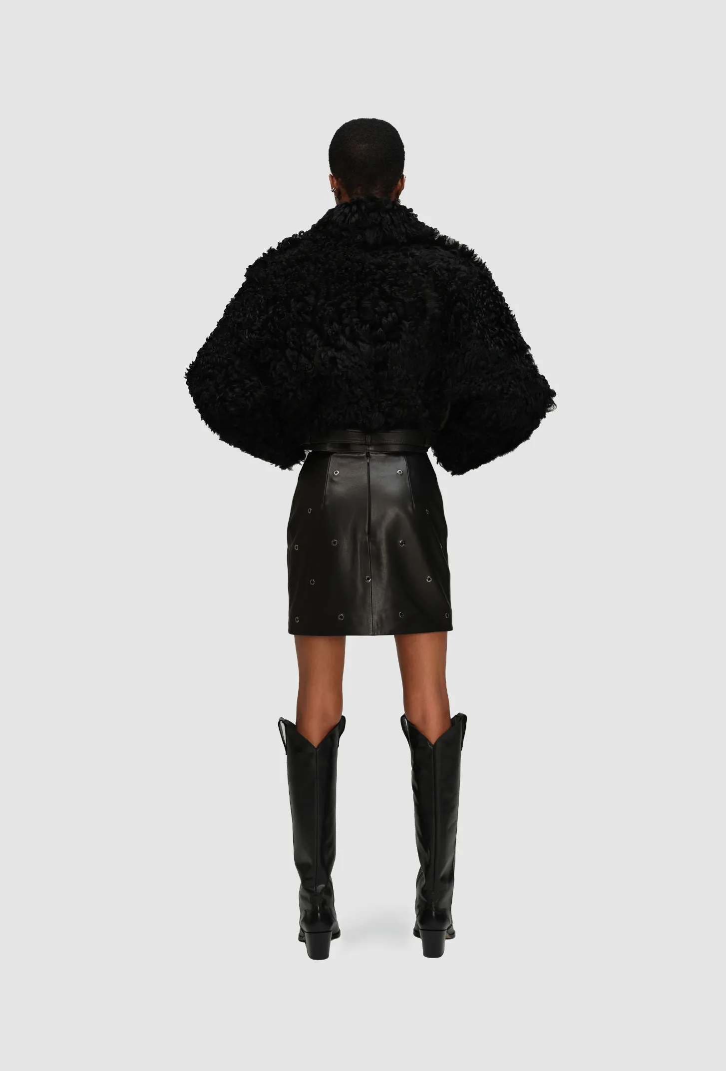 Studded Mini Leather Skirt Black