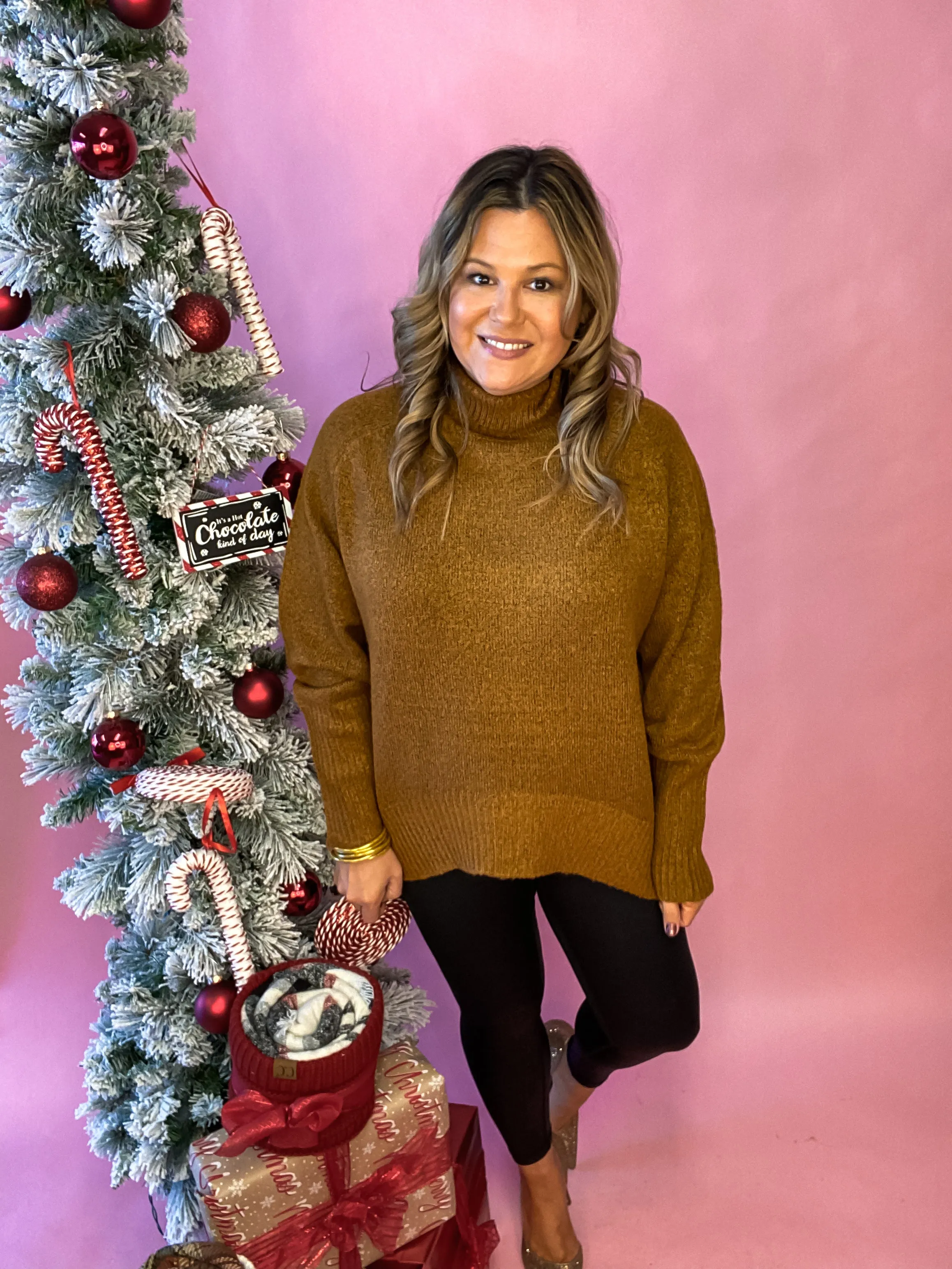 Sweet Memories High Neck Sweater In Nutmeg