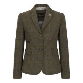 TPSTZ71 - Women's Olive Green Tweed Blazer Waistcoat