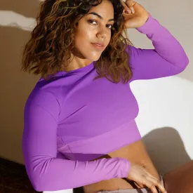Trio color purple long-sleeve crop top for ladies, lioness-love