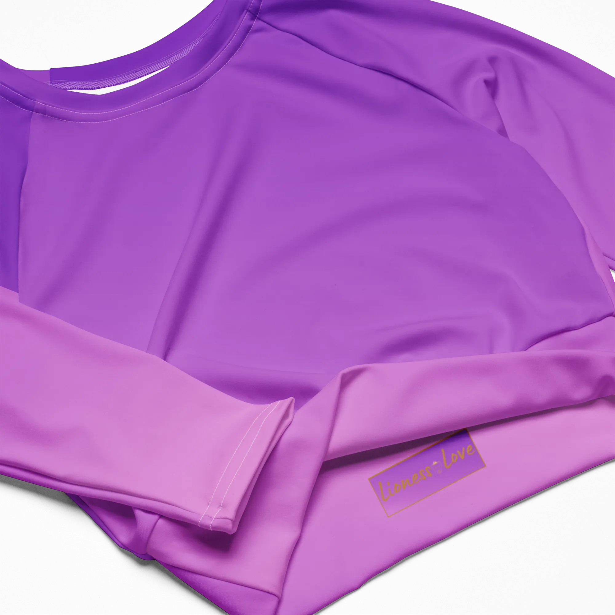 Trio color purple long-sleeve crop top for ladies, lioness-love