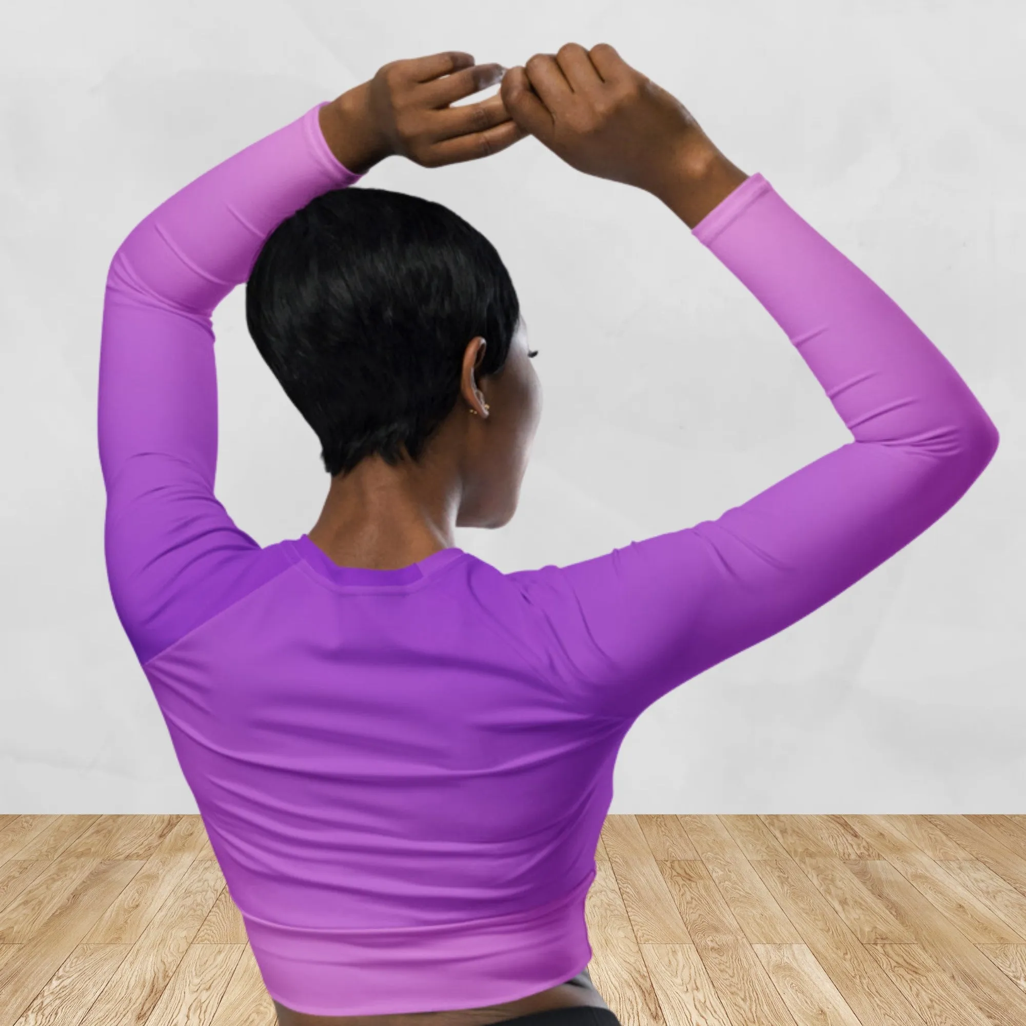 Trio color purple long-sleeve crop top for ladies, lioness-love