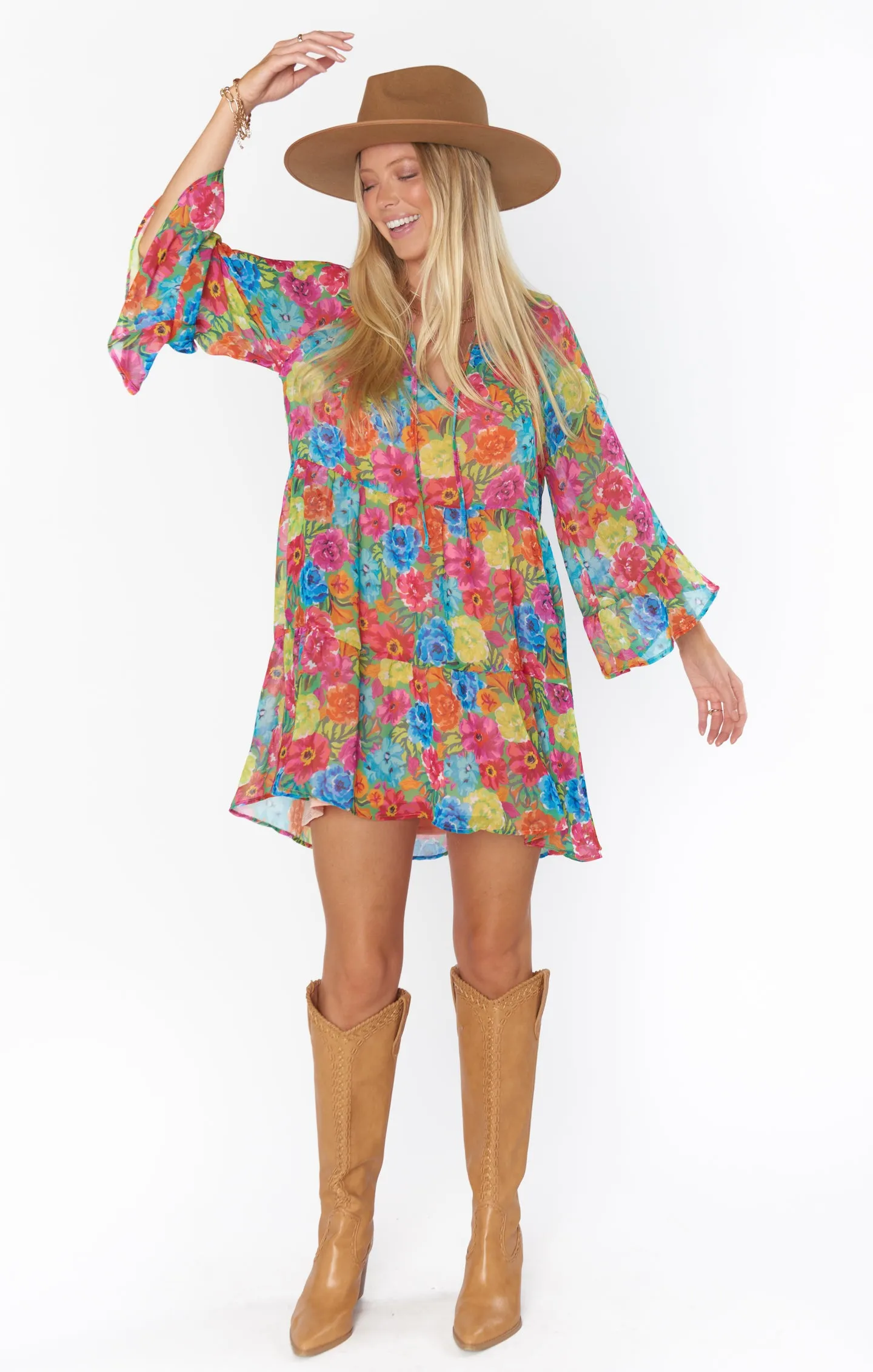 Viola Mini Dress- Bright Floral Soiree