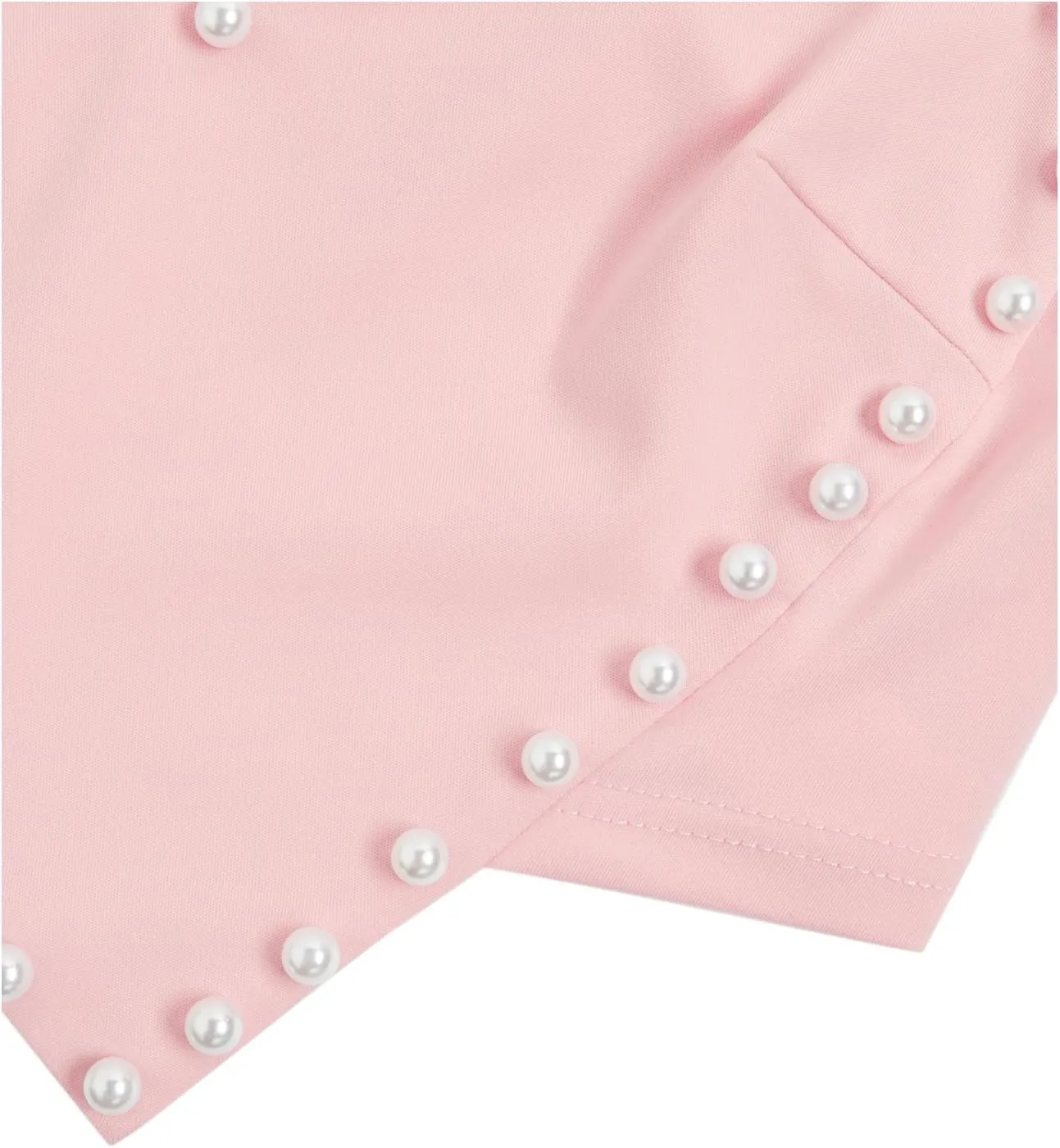 WDIRARA Women's Pearls Sleeveless Asymmetrical Hem Heart Crop Cami Top Sexy Camisole