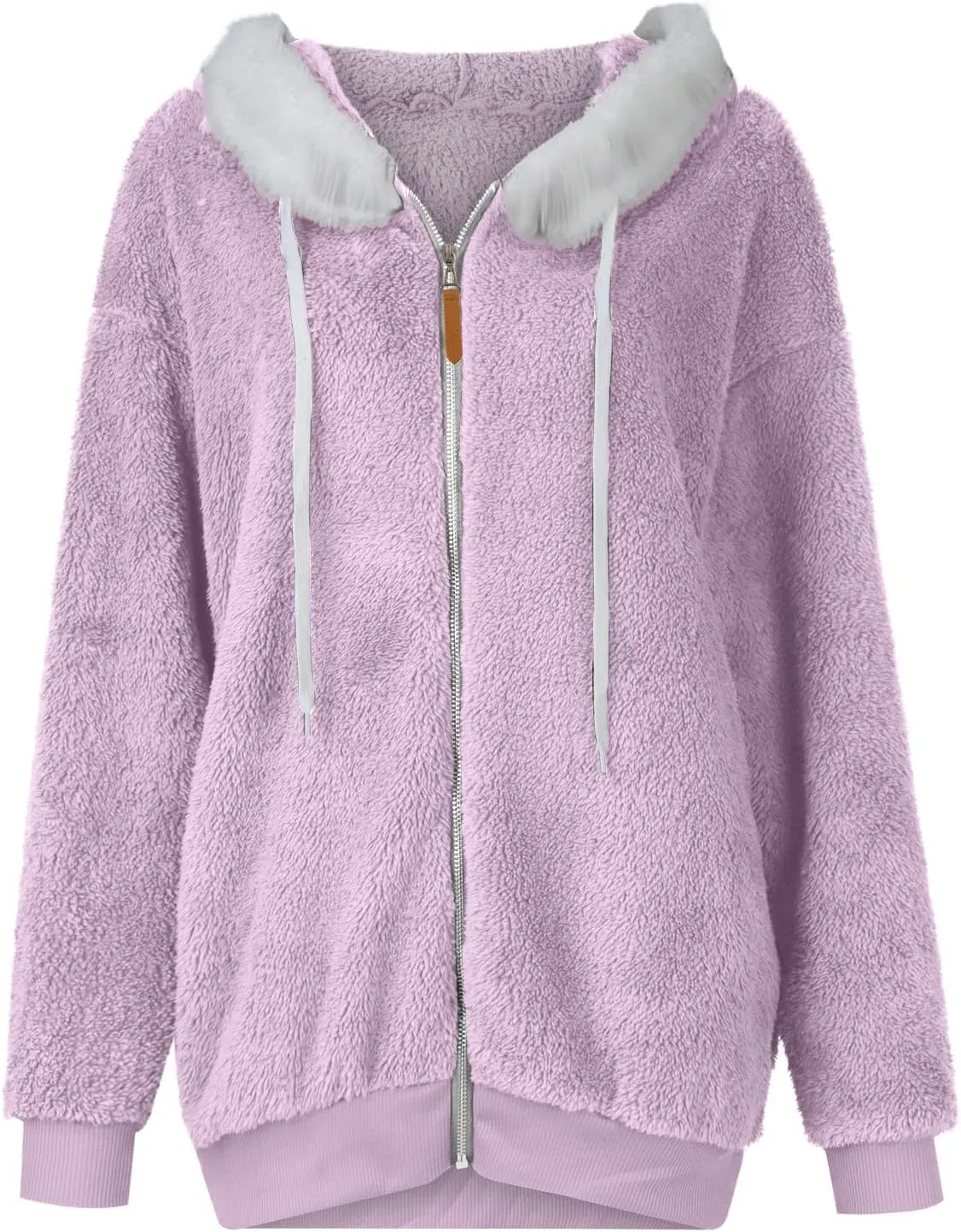 Winter Coats For Women Fuzzy Fleece Jacket Hooded Color Block Patchwork Cardigan Coat Outerwear With Pocket S-5XL