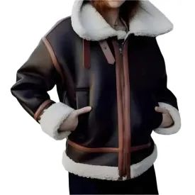 Winter Fur B3 RAF Aviator Shearling Leather Jacket for Women - Warm & Stylish