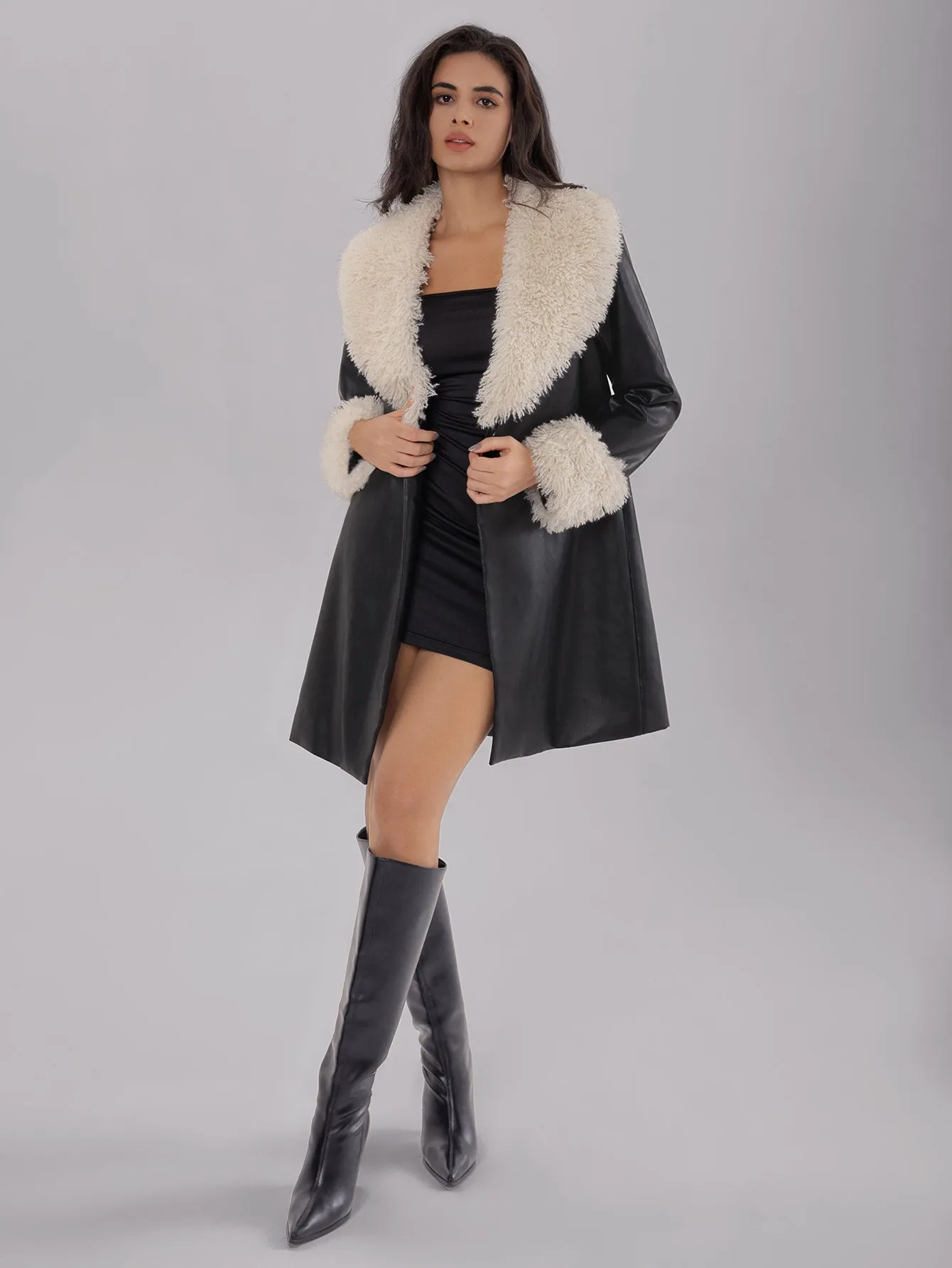 Women Fleece Warm Faux Shearling Jacket
